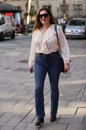 Kelly Brook in Tight Denim and Blouse at Heart Radio in London 09/21/2020