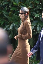 Kendall Jenner in a Brown Dress - Milan 09/26/2020