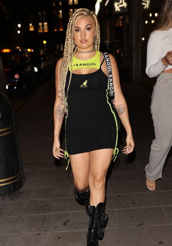 Mabel in a Kangol Mini Dress - Night Out in London 09/04/2020