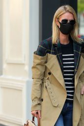 Nicky Hilton in a Quirky Trench Coat With the Top Half Exposed to the Flannel Lining - NY 09/22/2020