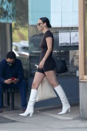 Rumer Willis in a Black Skin-Tight Outfit and White Boots - Shopping in LA 09/04/2020