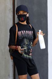 Skai Jackson Wearing a Malcolm X T-Shirt and BLM Mask - LA 09/18/2020