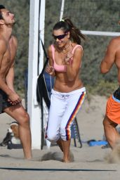 Alessandra Ambrosio - Plays Beach Volleyball 10/24/2020
