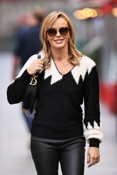 Amanda Holden in a Low-Key Sweater and Leather-Look Leggings - London 10/07/2020