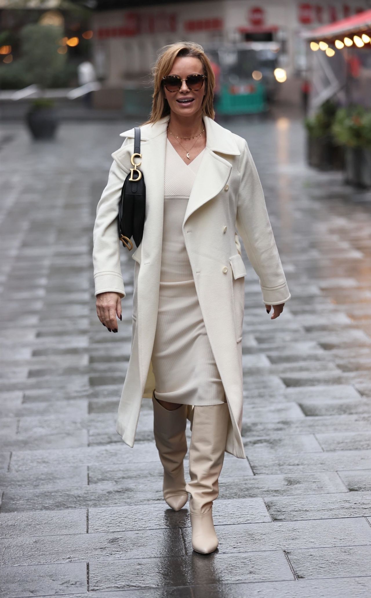 Amanda Holden Looks Stylish in a Cream Dress and Coat - London 10/07 ...