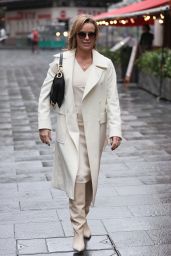 Amanda Holden Looks Stylish in a Cream Dress and Coat - London 10/07/2020