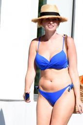 Amy Hart in a Blue Bikini at a Pool Portugal  10/04/2020