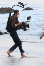 Ana De Armas - Films a Beach Kiss Scene For a Perfume Commercial in Malibu 10/21/2020