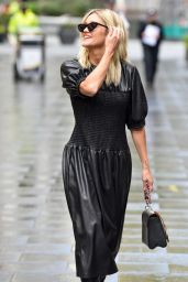 Ashley Roberts in a Black Leather Dress and Black Boots at the Heart Radio Studios in London 10/06/2020