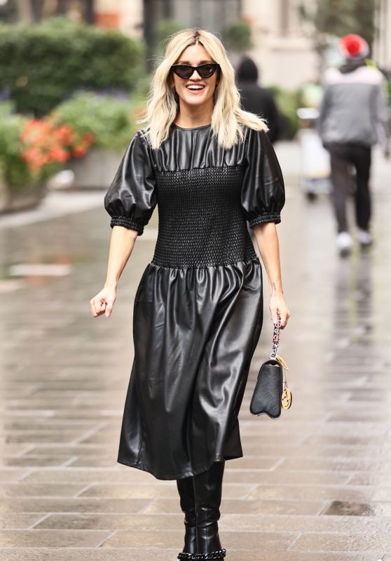 Ashley Roberts in a Black Leather Dress and Black Boots at the Heart ...