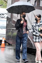 Bella Hadid - Battles Rainy Weather While On Set of the Michael Kors Photoshoot in NY 10/17/2020