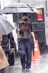 Bella Hadid - Battles Rainy Weather While On Set of the Michael Kors Photoshoot in NY 10/17/2020