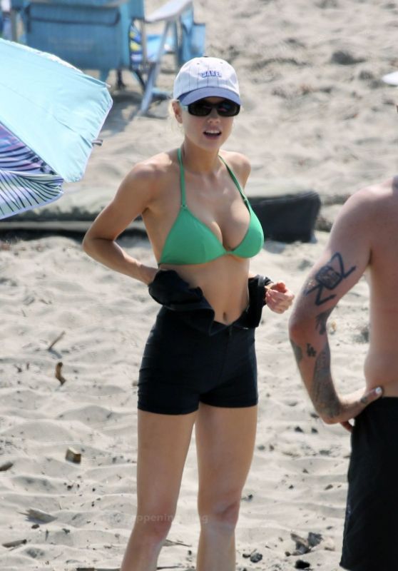  Charlotte McKinney in a Bikini Top - Beach in LA 10/05/2020