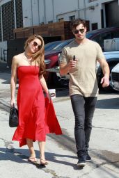 Chrishell Stause in a Red Dress - Heads to the DWTS Studio in LA 10/03/2020