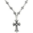 Chrome Hearts Silver Cross Necklace with Cz