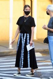 Dianna Agron in a Black Tie-Dye Skirt - NYC 10/20/2020