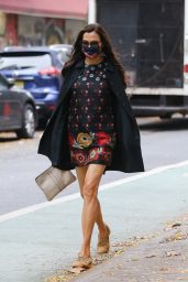 Famke Janssen in a Floral Mini Dress - New York 10/22/2020