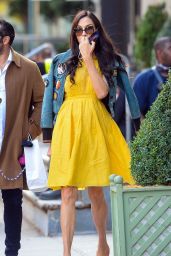 Famke Janssen in a Yellow Dress - Manhattan 10/15/2020