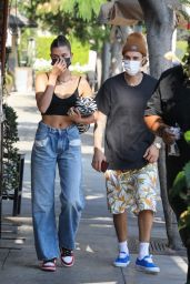 Hailey Bieber and Justin Bieber at IL Pastaio in Beverly Hill 10/06/2020