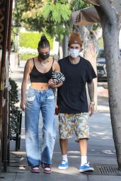 Hailey Bieber and Justin Bieber at IL Pastaio in Beverly Hill 10/06/2020