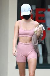 Hailey Bieber in a Bra Top and Shorts - West Hollywood 10/21/2020