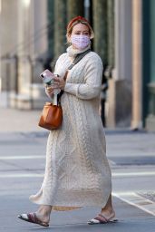 Hilary Duff in a Cable Knit Sweater Dress - NYC 10/17/2020