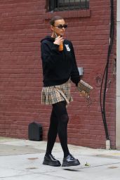 Irina Shayk in Burberry Boodie and Skirt - NYC 10/13/2020