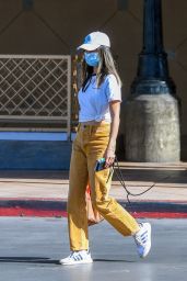 Jamie Chung in a Colored Jeans and a White T-Shirt - LA 10/28/2020