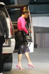 Jennifer Lopez in Clinging Leather Skirt and Pink Stilettos - Beverly Hills 10/28/2020