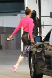 Jennifer Lopez in Clinging Leather Skirt and Pink Stilettos - Beverly Hills 10/28/2020