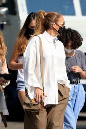 Jennifer Lopez in Oversized Cream Blouse - Rodeo Drive in Beverly Hills 10/17/2020