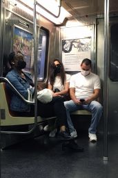Katie Holmes and Emilio Vitolo Jr. - Riding the Downtown Subway Train in Manhattan 10/01/2020