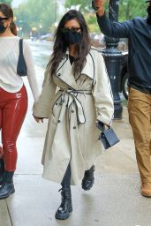 Kourtney Kardashian in a Trench Coat and Combat Bootsat - Greenwich Hotel in NY 10/12/2020
