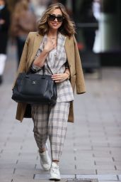 Myleene Klass in a Checked Suit and Camel Coat - London 10/07/2020