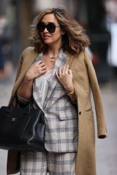 Myleene Klass in a Checked Suit and Camel Coat - London 10/07/2020