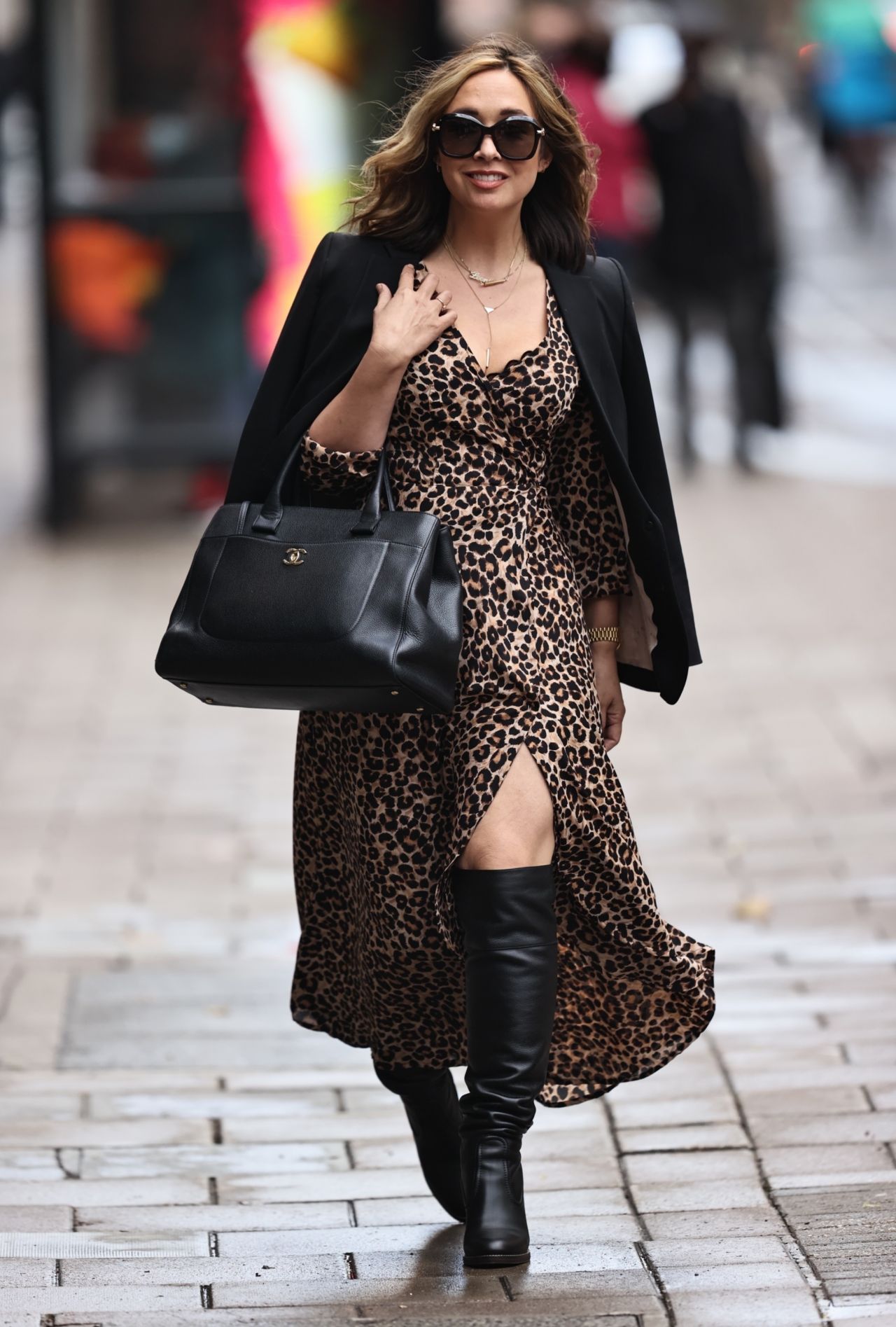 Myleene Klass in Leopard Print Midi Dress - London 10/06/2020 • CelebMafia
