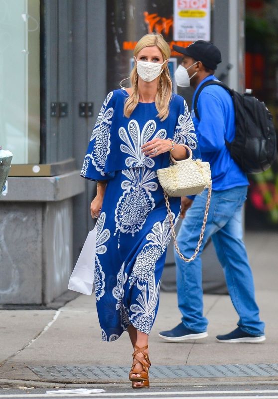 Nicky Hilton in an Ethereal Blue and White Maxi Dress and a Crocheted ...