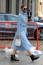 Olivia Palermo in a Pale Blue Turtleneck and Tulle Midi Skirt - NYC 10/24/2020