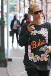Paris Hilton Wearing a "Babe" Sweater - NYC 10/28/2020