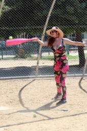 Phoebe Price With a Giant Pink Bat in LA 10/11/2020