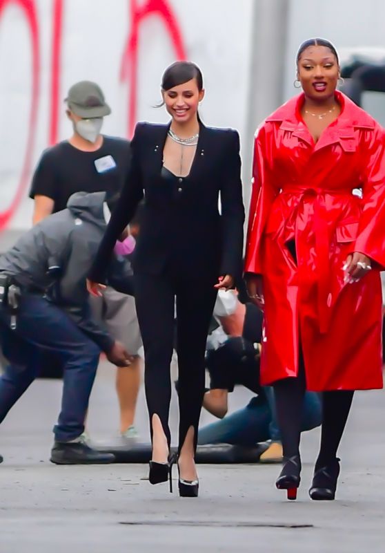 Sofia Carson and Megan Thee Stallion - Shooting for Revlon in NY 10/01/2020