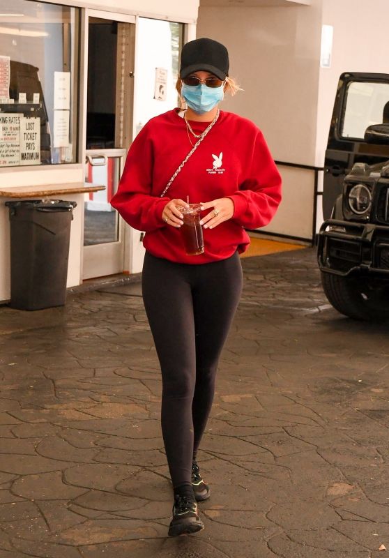 Sofia Richie in Tigts and Red Sweatshirt - Beverly Hills 10/27/2020
