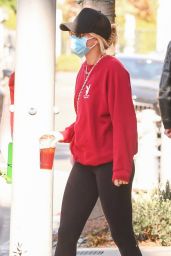 Sofia Richie in Tigts and Red Sweatshirt - Beverly Hills 10/27/2020