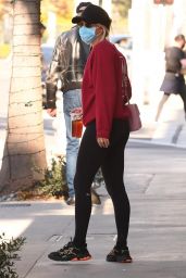 Sofia Richie in Tigts and Red Sweatshirt - Beverly Hills 10/27/2020