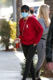 Sofia Richie in Tigts and Red Sweatshirt - Beverly Hills 10/27/2020