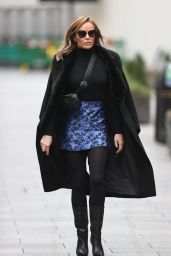 Amanda Holden in a Blue Mini Skirt and Long Black Coat - London 11/24/2020
