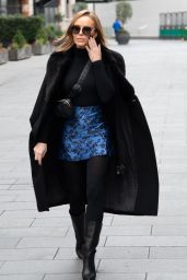Amanda Holden in a Blue Mini Skirt and Long Black Coat - London 11/24/2020