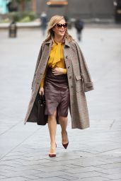 Amanda Holden in Burgundy Leather Dress and Mustard Yellow Top - London 11/23/2020