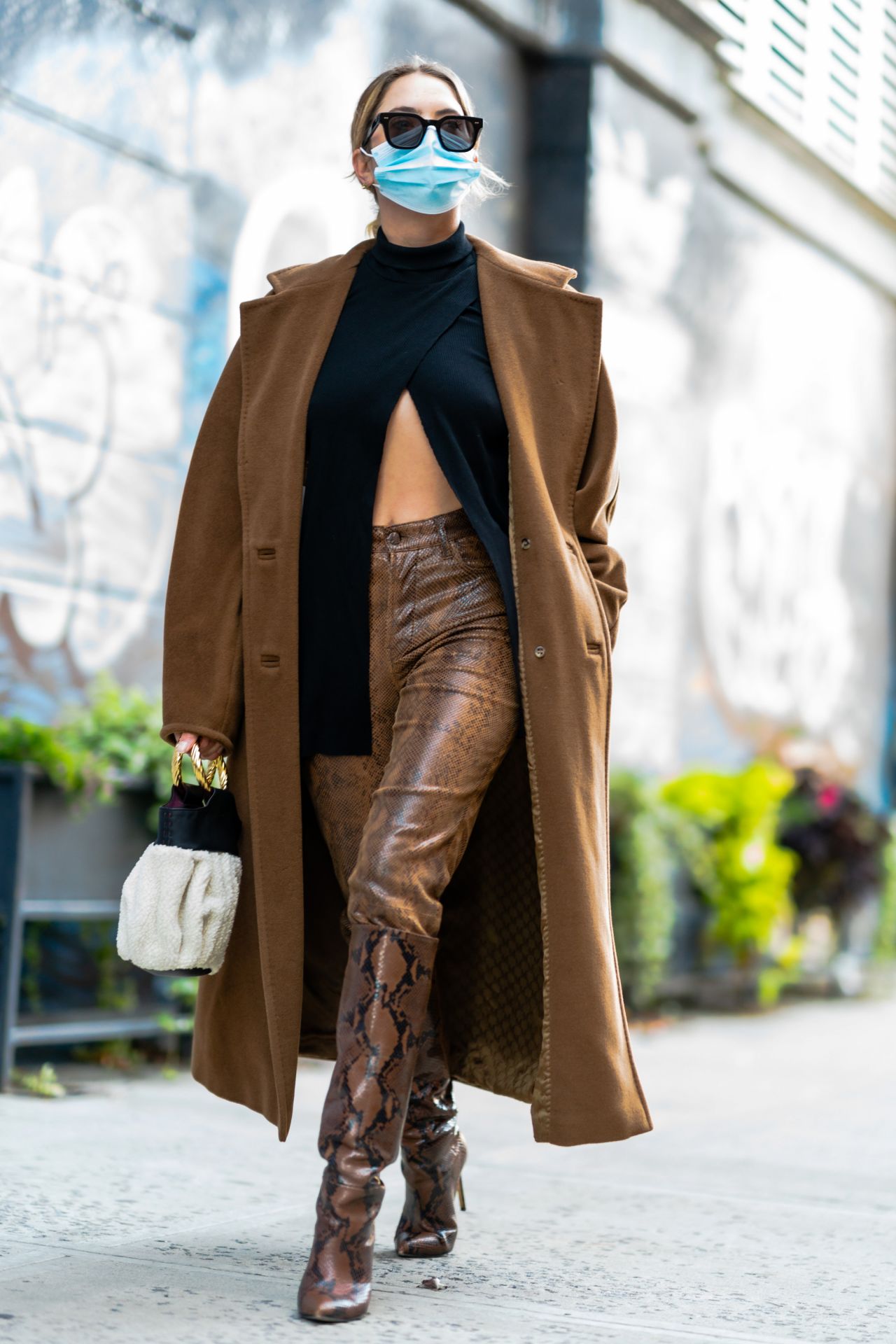 Ashley Benson in a Max Mara Brown Wool Coat - NYC 11/16/2020 • CelebMafia