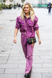 Ashley Roberts in a Purple Denim Shirt and Matching Jeans - London 11/12/2020